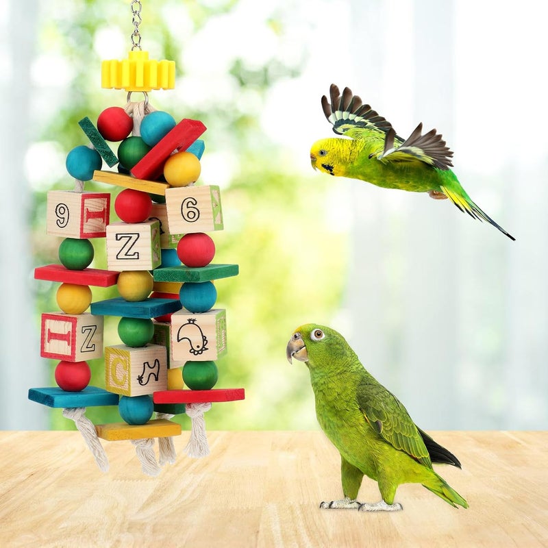 Rypet Wood Bird Chewing Toy for Cage, Wooden Birds Cage Toys for Helping Trim Beak, Parrot Toys for African Grey Parrots Cockatoos Amazon Parrot and Other Small to Medium Parrots - Image 4
